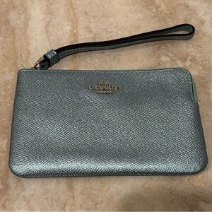 Coach metallic leather wristlet